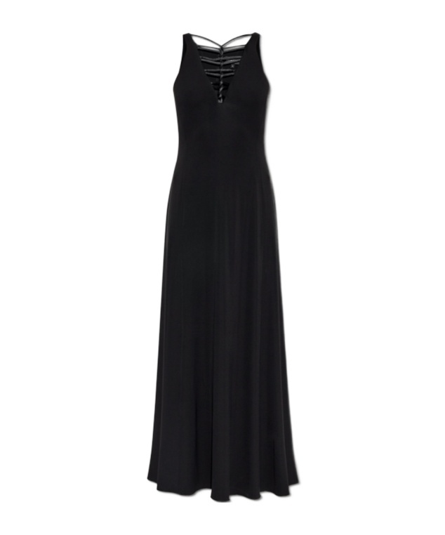 Emporio Armani Long Dress With Flared Hem And Scoop Back In Black