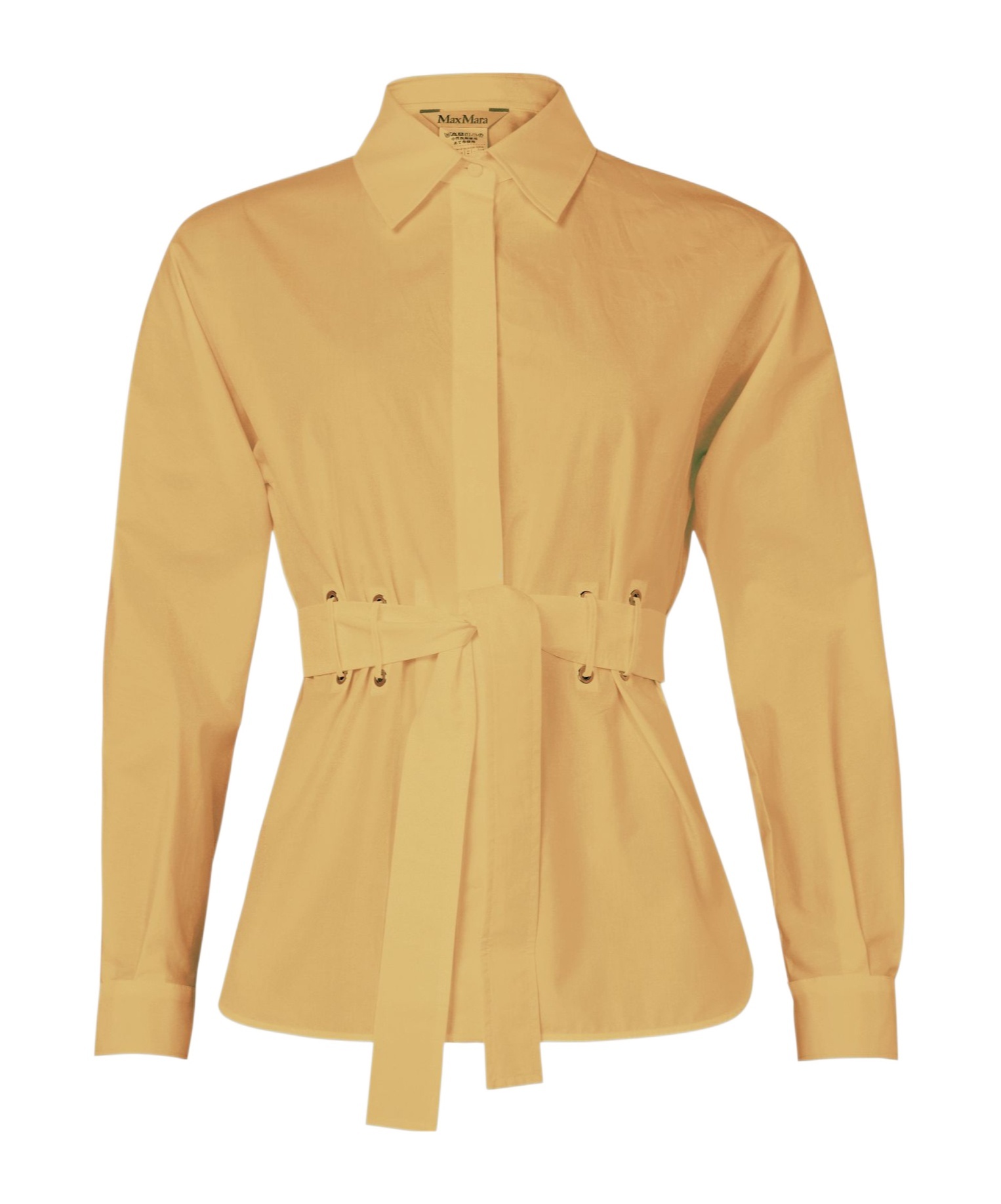 Max Mara Belted Button-up Long-sleeved Shirt In Nude