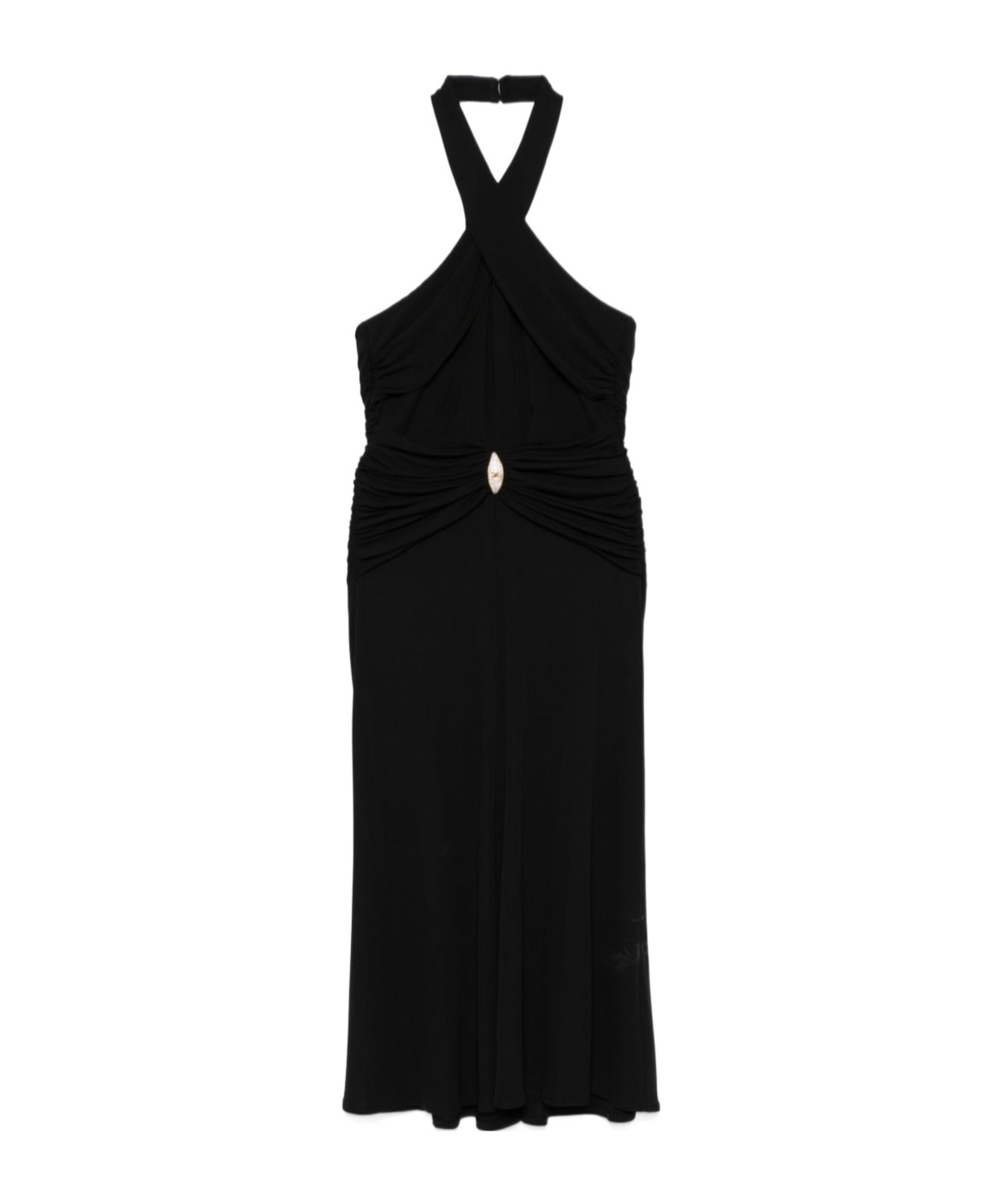 Shop Elisabetta Franchi Logo-plaque Midi Dress