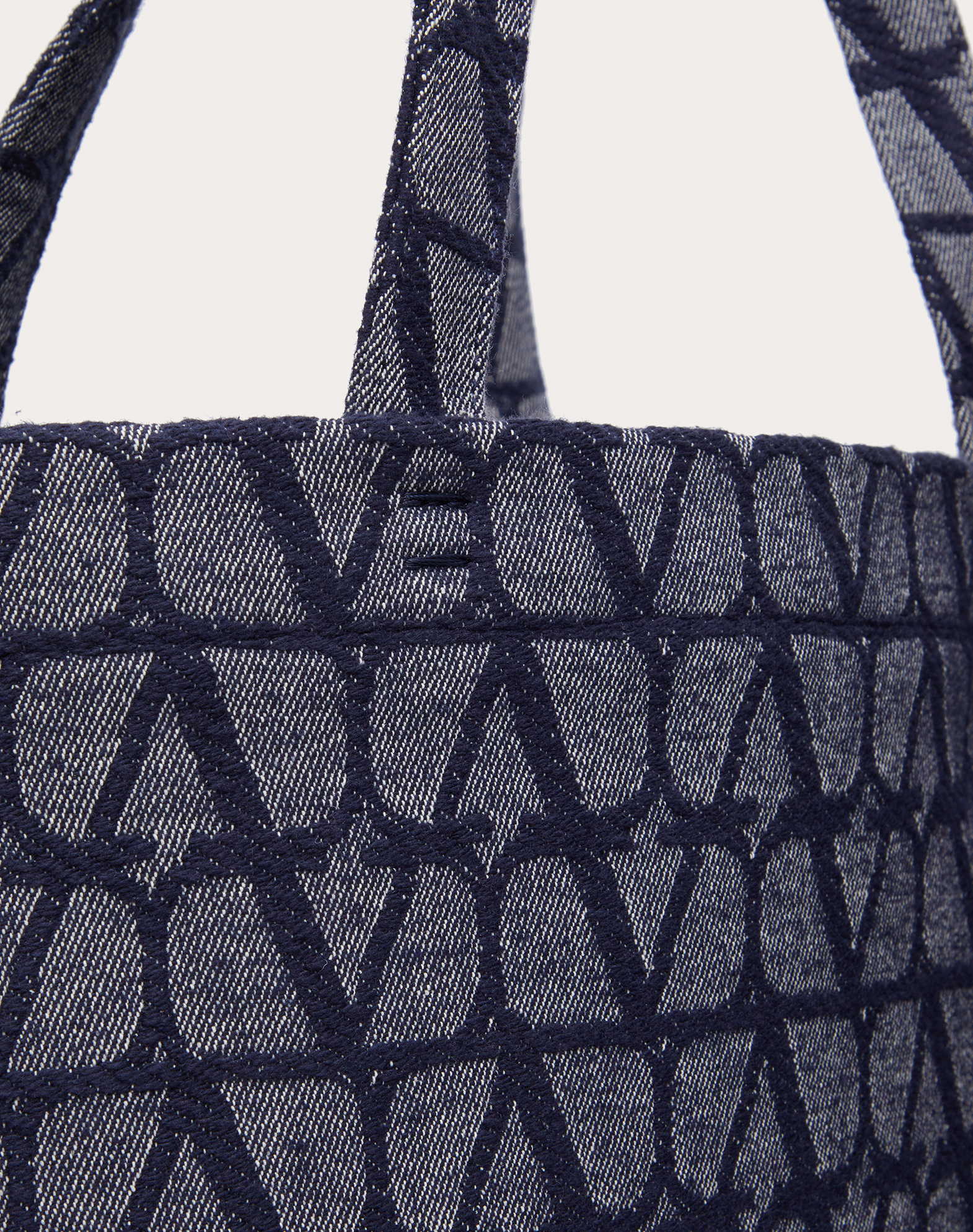 Valentino Vlogo Denim Tote Bag In Black