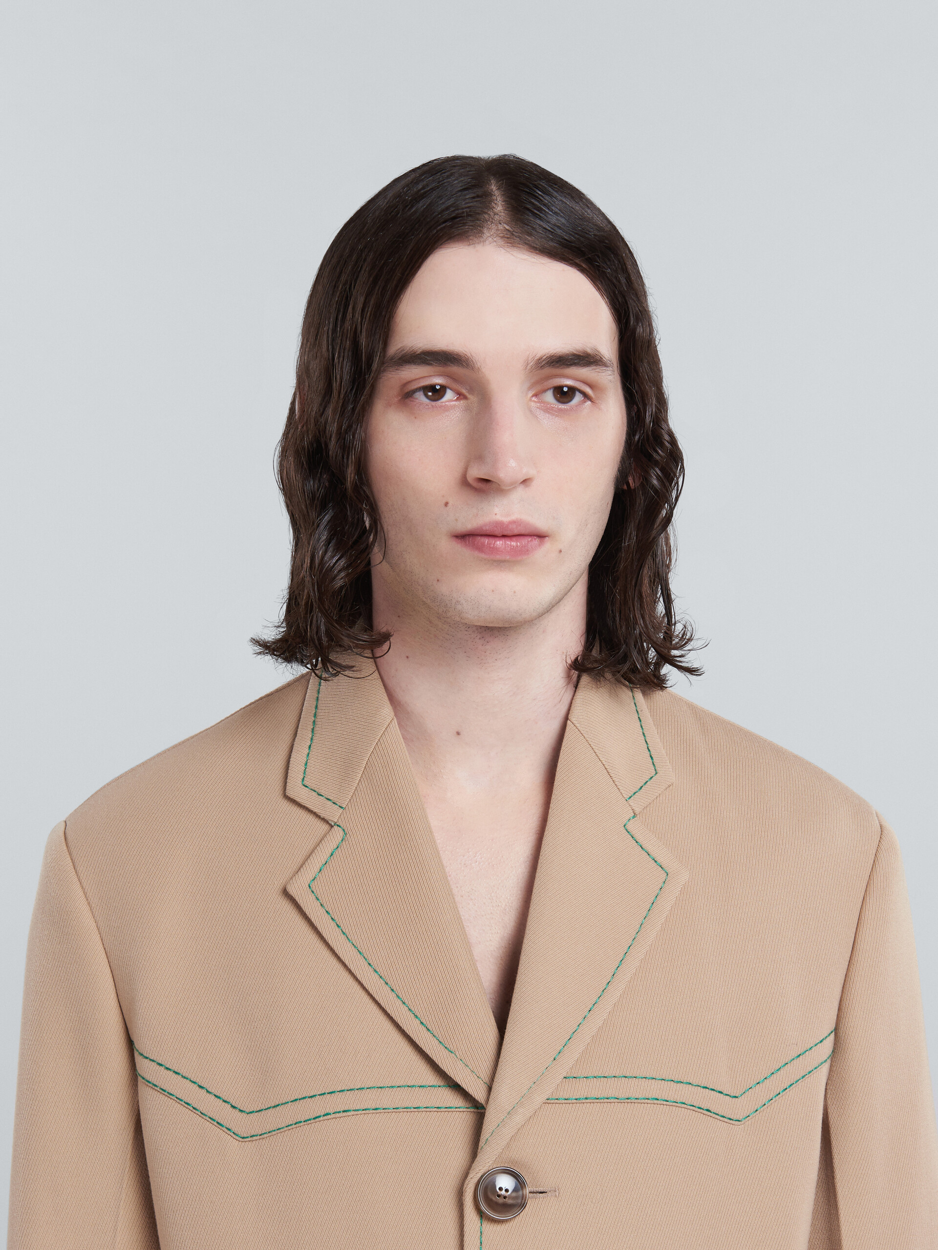 Shop Marni Blazer In Beige Cavalry Wool In Nude