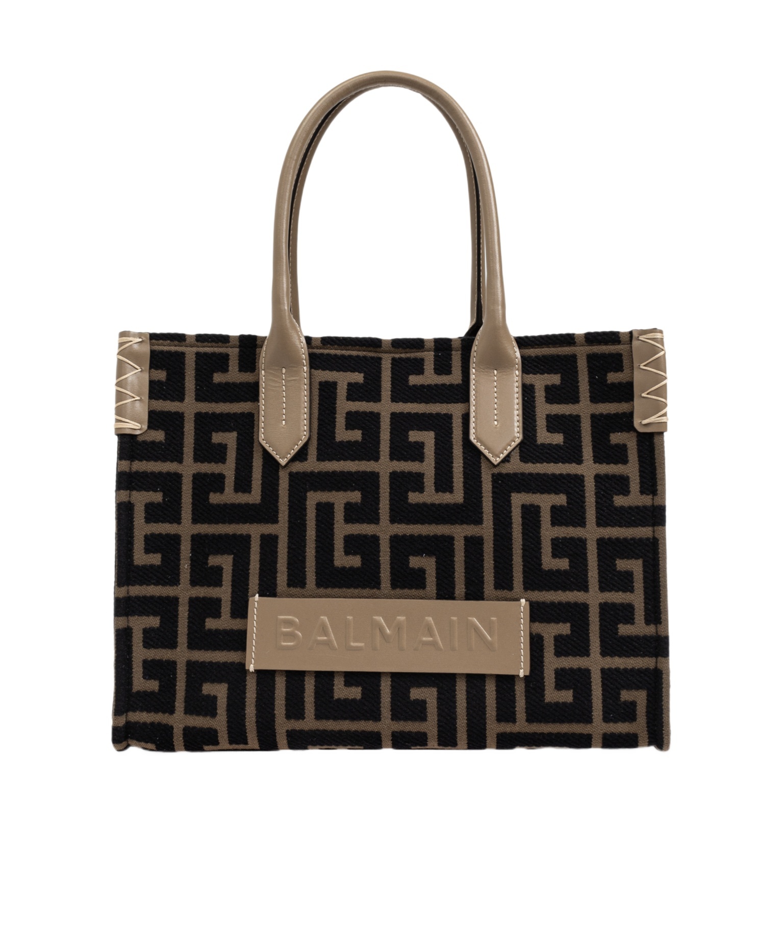 BALMAIN B-ARMY SHOPPER 36 BAG IN PB LABYRINTH JACQUARD 