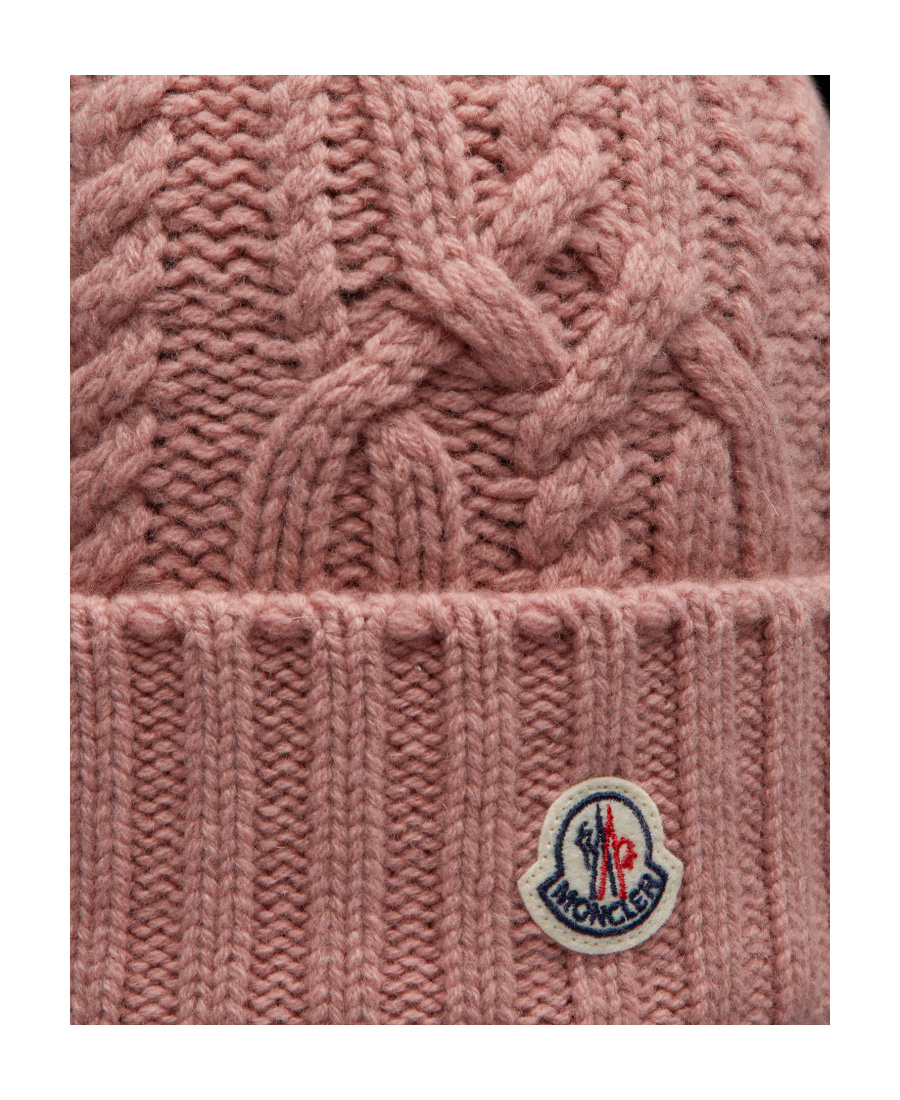 Moncler Logo-patch Pompom Beanie In Pink