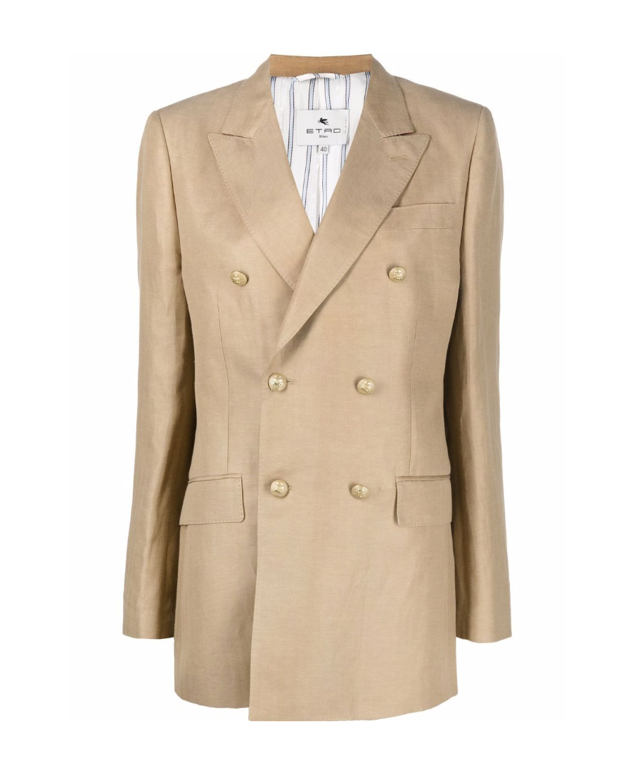 Shop Etro Double-breasted Jacket In Nude