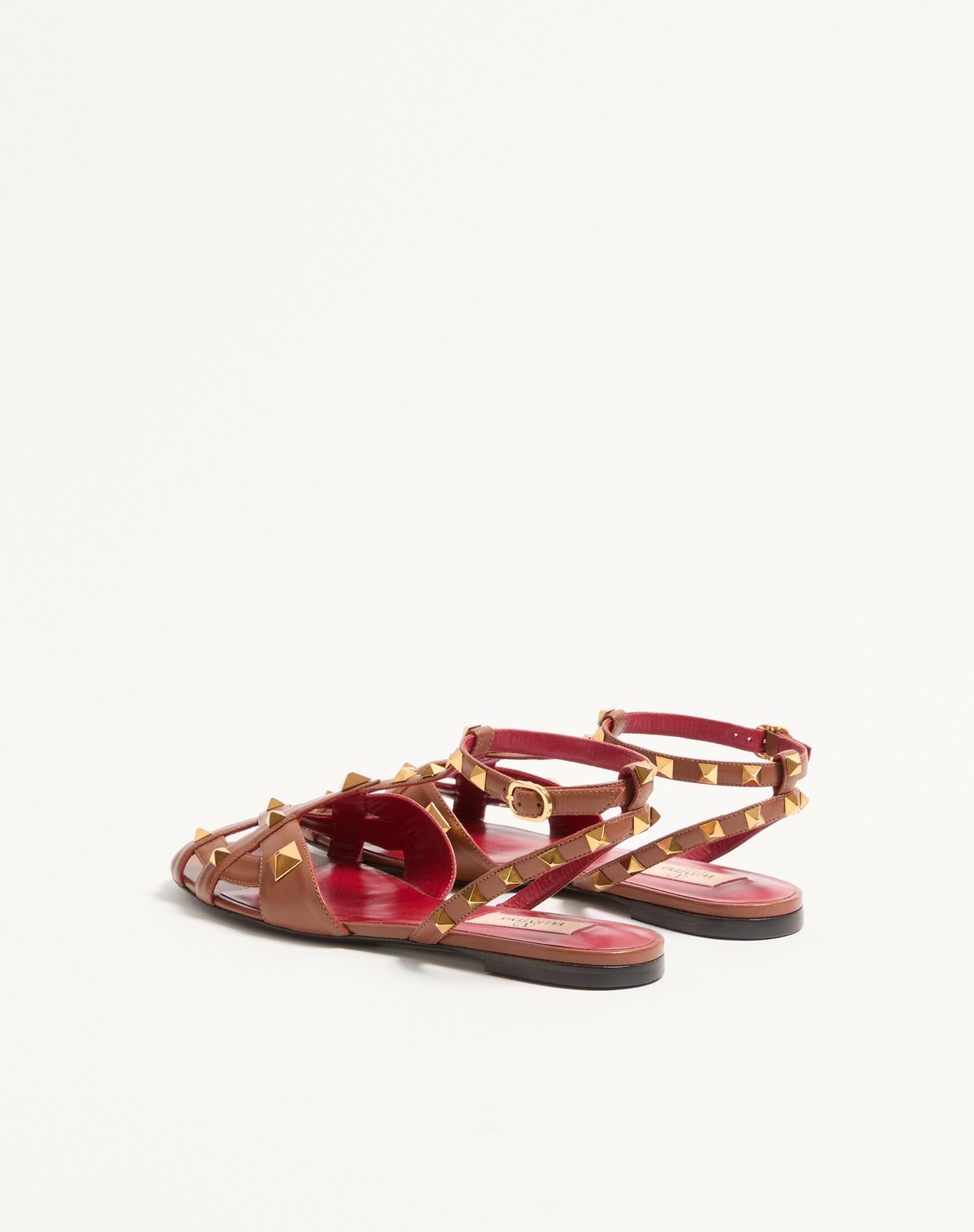 Valentino Studdy Kidskin Sandal In Brown