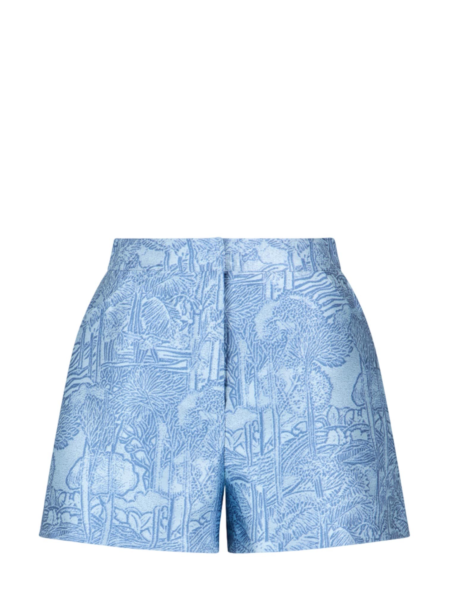 Emporio Armani Jacquard Shorts With An Exotic Motif In Blue