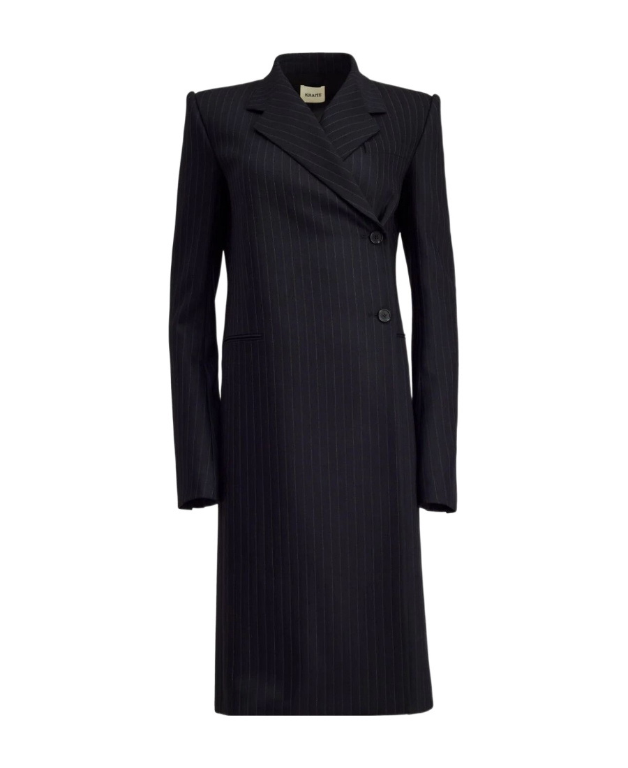 Khaite The Kento Striped-print Coat In Black