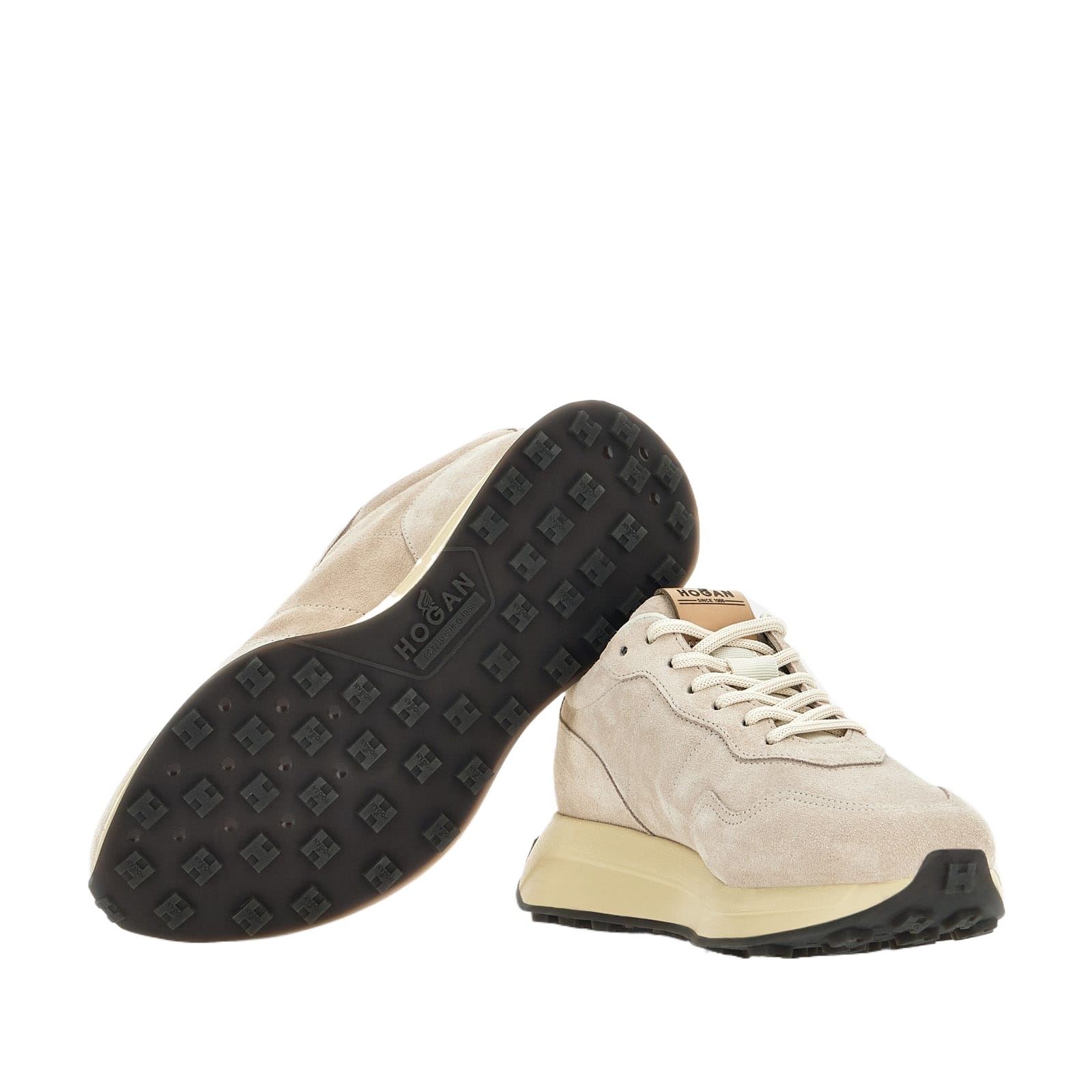 Shop Hogan H641 Suede Low-top Sneakers In Nude