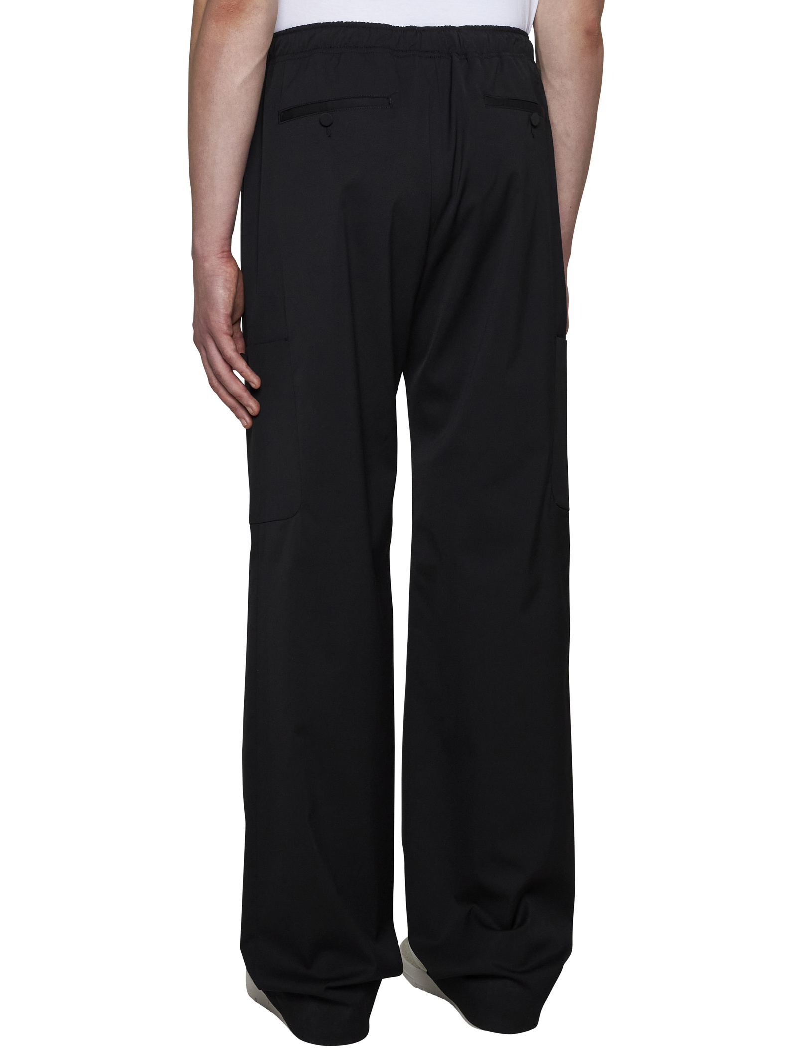 Palm Angels Wool-blend Loose-fit Trousers In Black