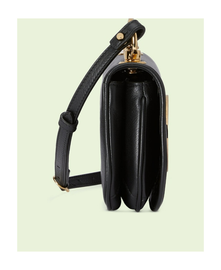 Gucci Leather Blondie Crossbody Bag With Adjustable Strap In Black