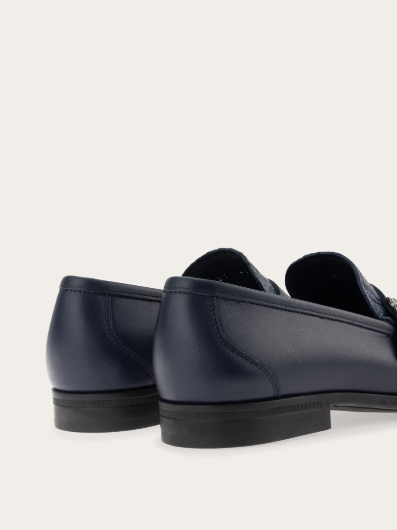 Ferragamo Loafer With Gancini Ornament In Blue