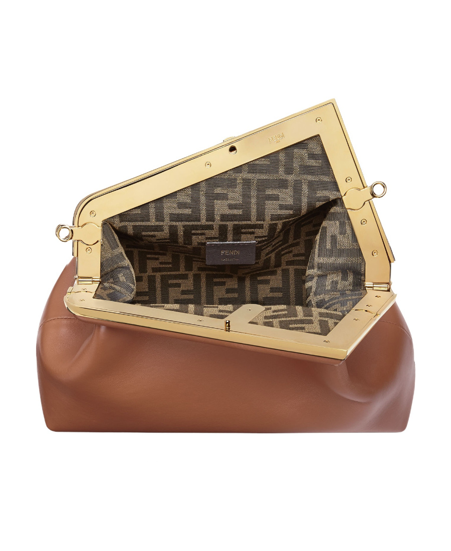 Fendi First Leather Shoulder Bag In Brown