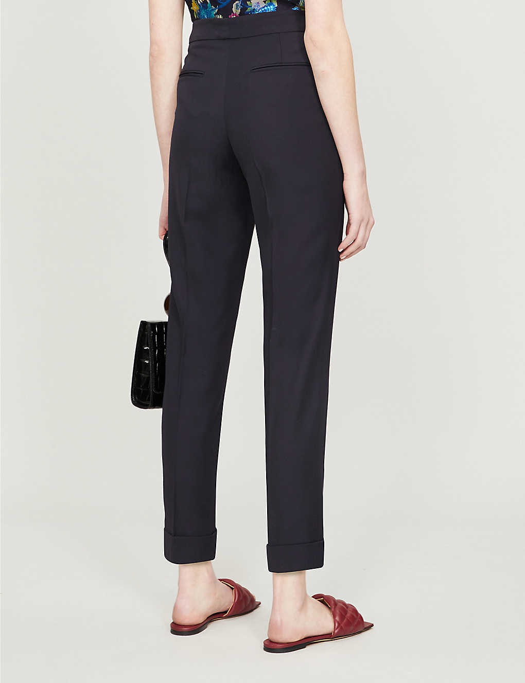 Etro Navy Blue High-rise Straight Casual Pants In Black
