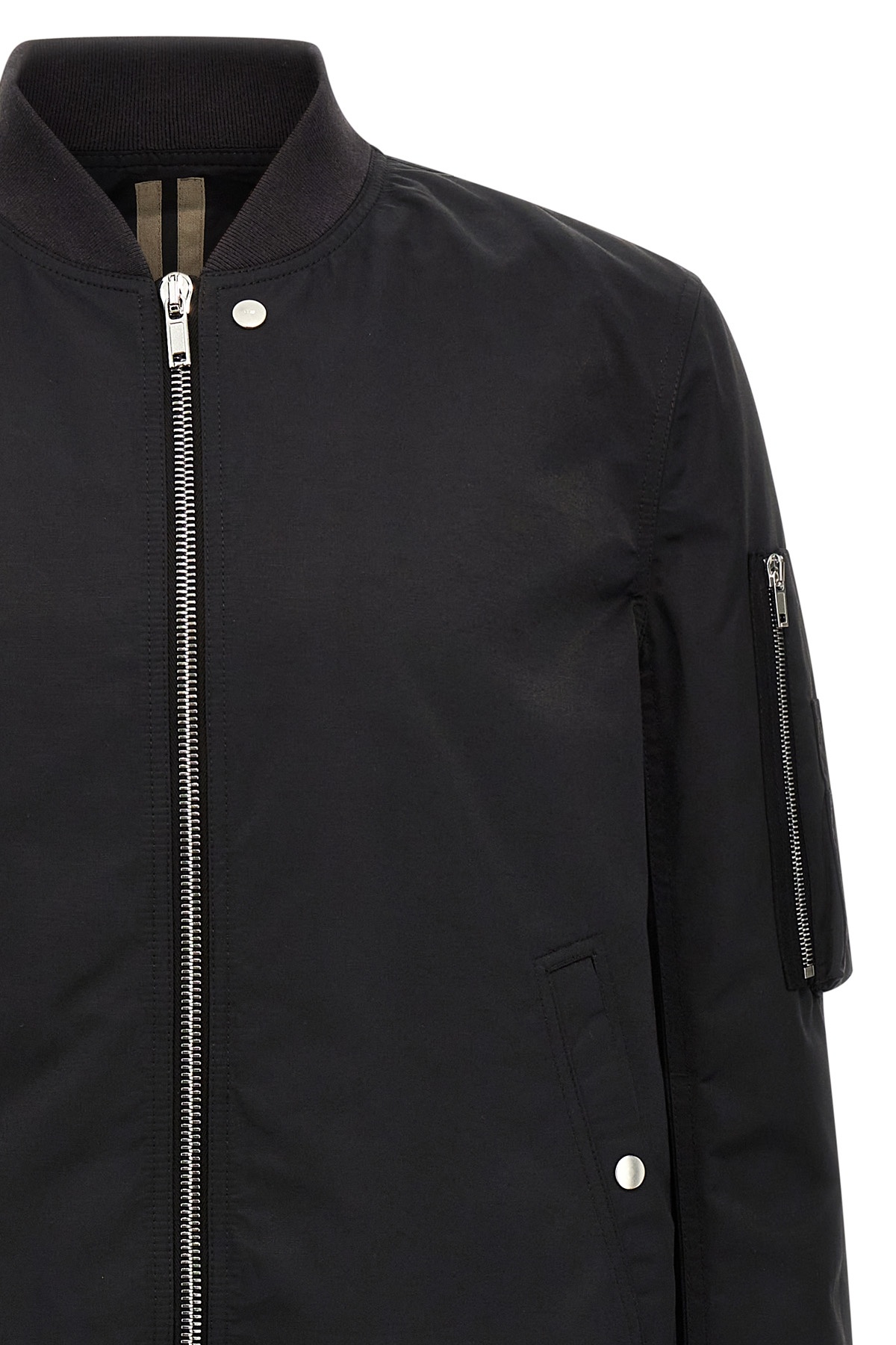 Rick Owens Drkshdw Ribbed Cuffs And Hem Bomber Jacket With Side And Sleeve Pockets In Black