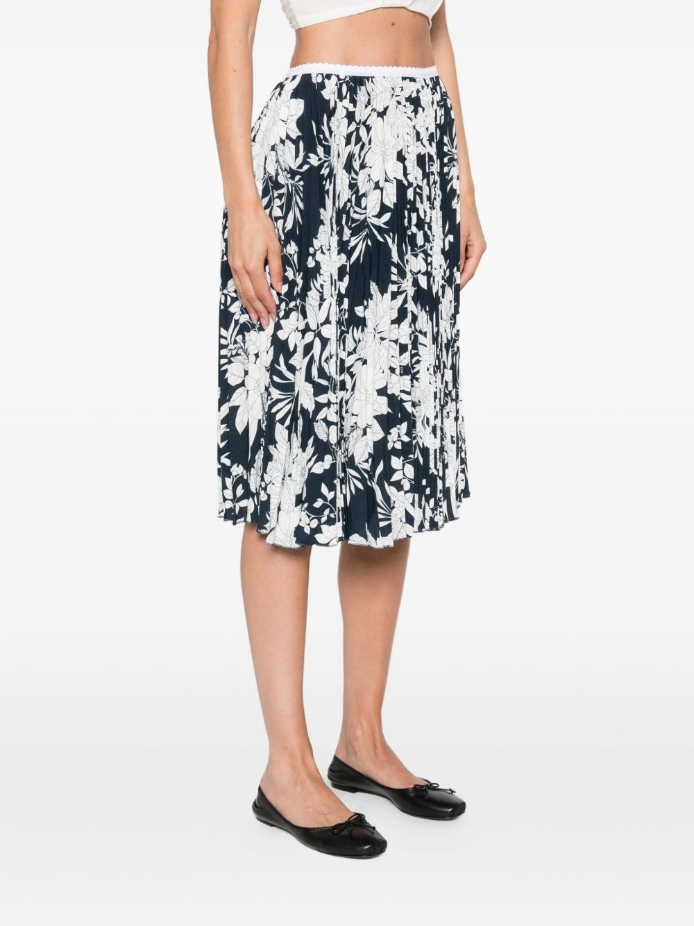 N°21 Pleated Floral-print Midi Skirt In Black
