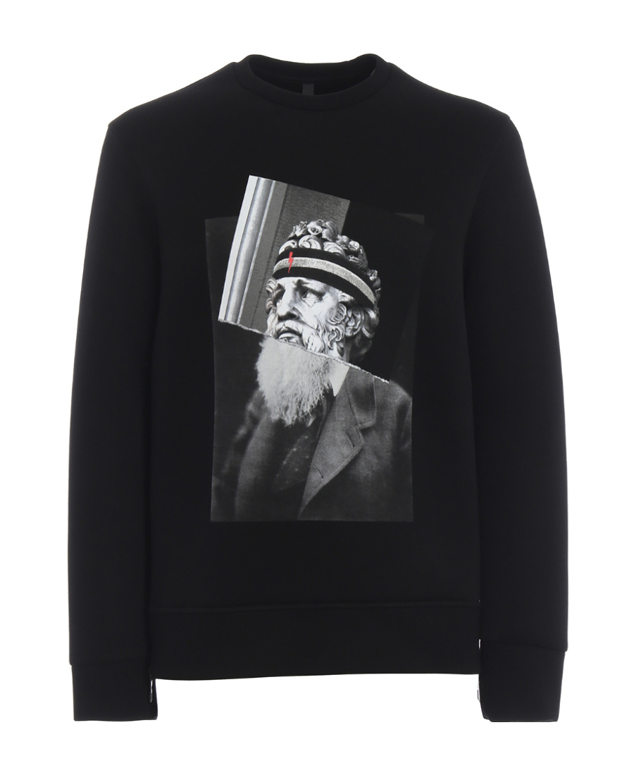 Neil Barrett Front Printed Detail Hoodie In Black