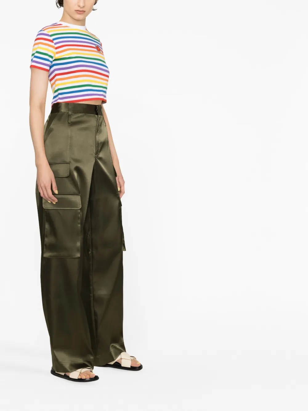 Casablanca Crew Neck Striped Pattern Cropped Length In Multi
