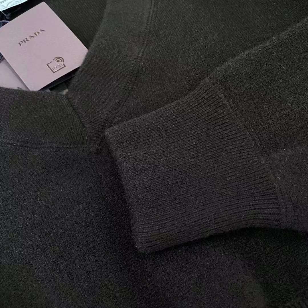 Prada V-neck Sweater In Black
