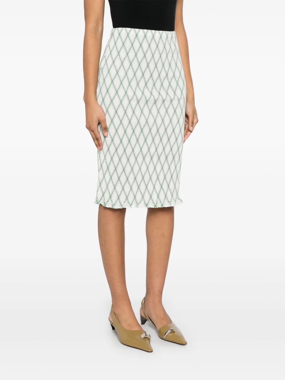 Prada Pattern Skirt In Green