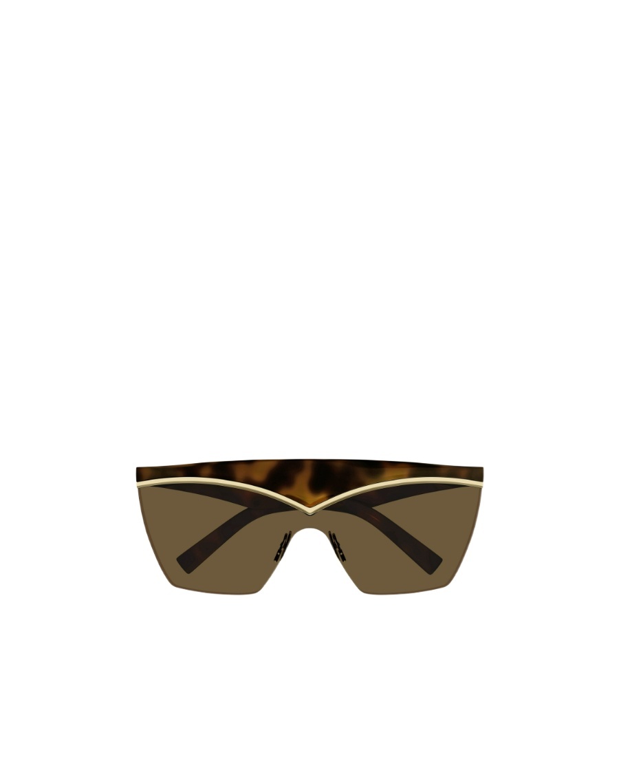 SAINT LAURENT TORTOISESHELL SHIELD-FRAME SUNGLASSES