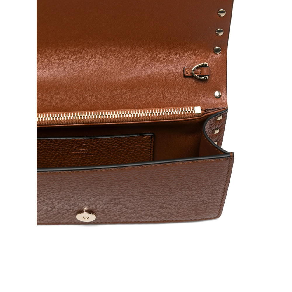 Valentino Stud-embellished Top-handle Mini Bag In Brown