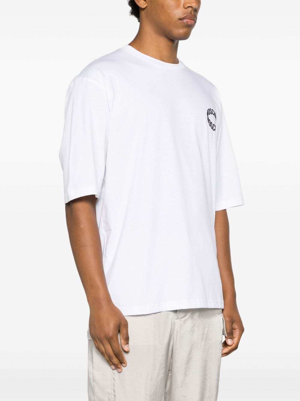 Moschino Versatile Crew Neck Short Sleeve T-shirt In White
