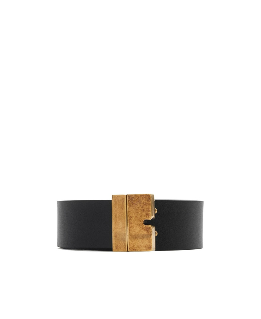Burberry Reversible Leather B Cut Belt In Black