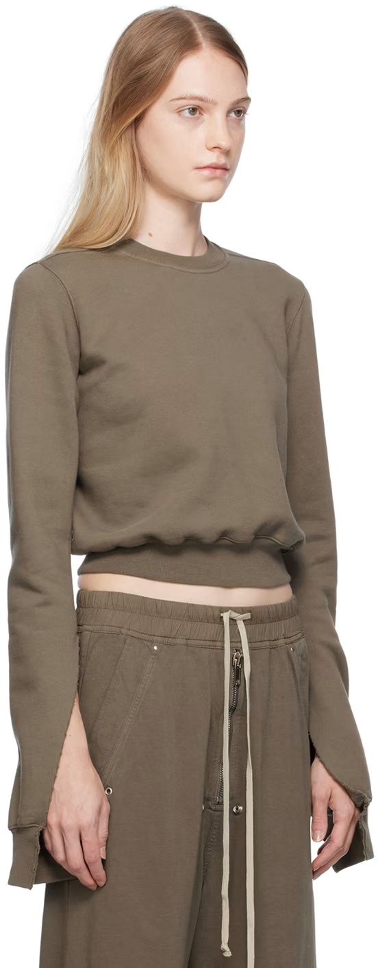Rick Owens Drkshdw Gray Raw Edge Sweatshirt In Brown