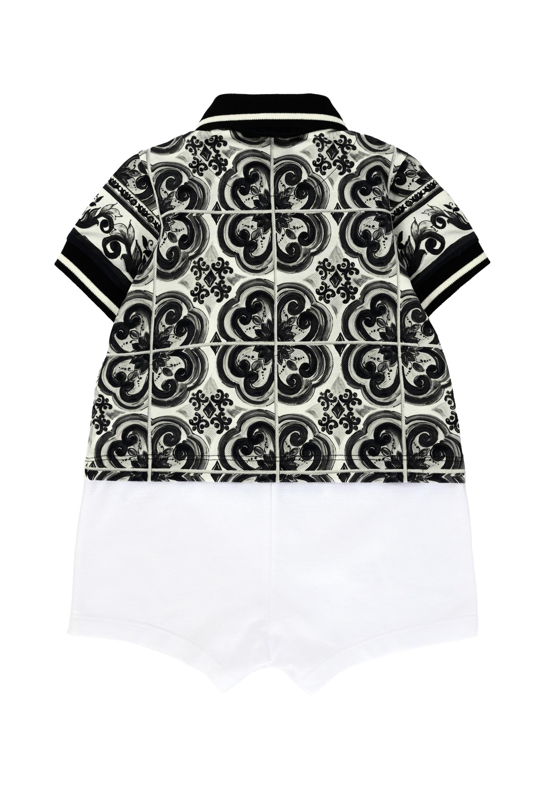 Dolce & Gabbana Printed Cotton Romper In Black