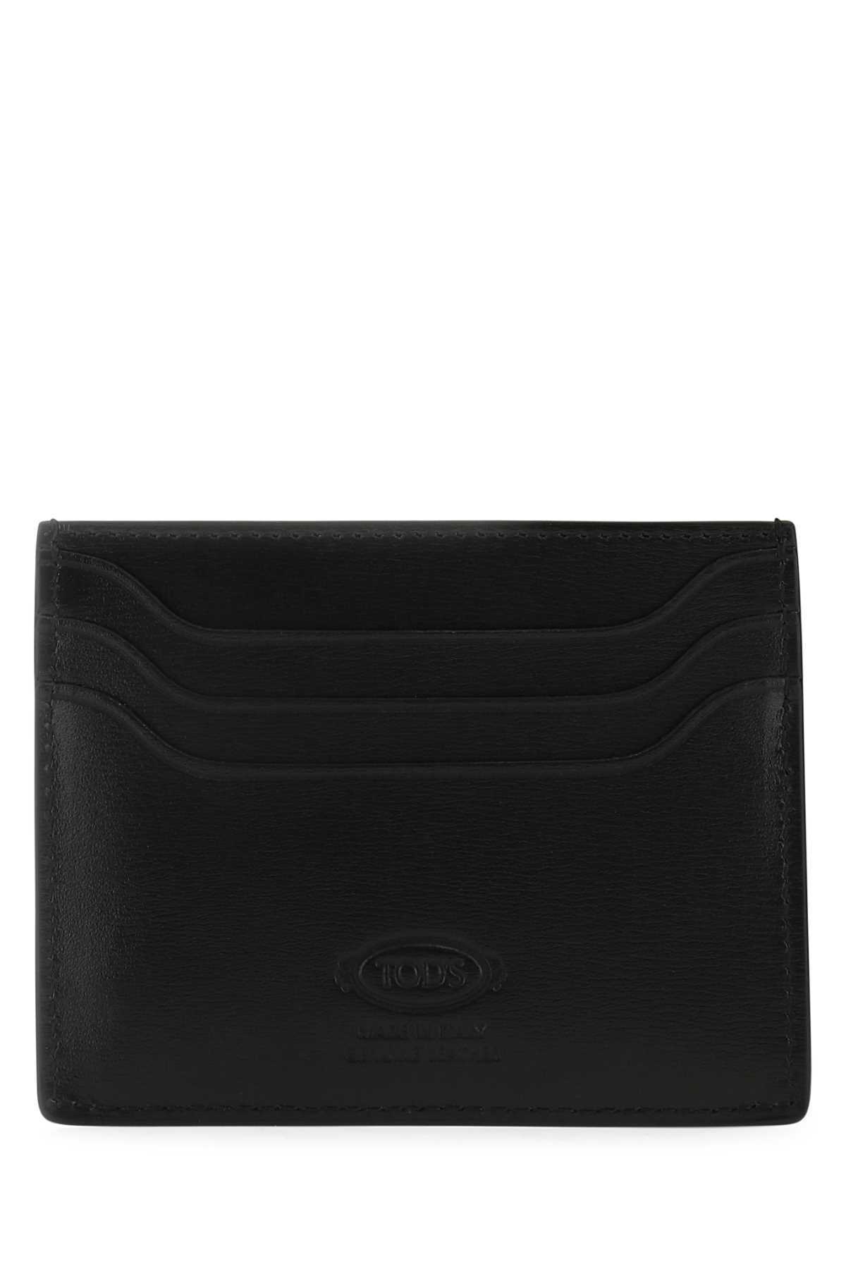 Tod's Logo-plaque Leather Cardholder In Black