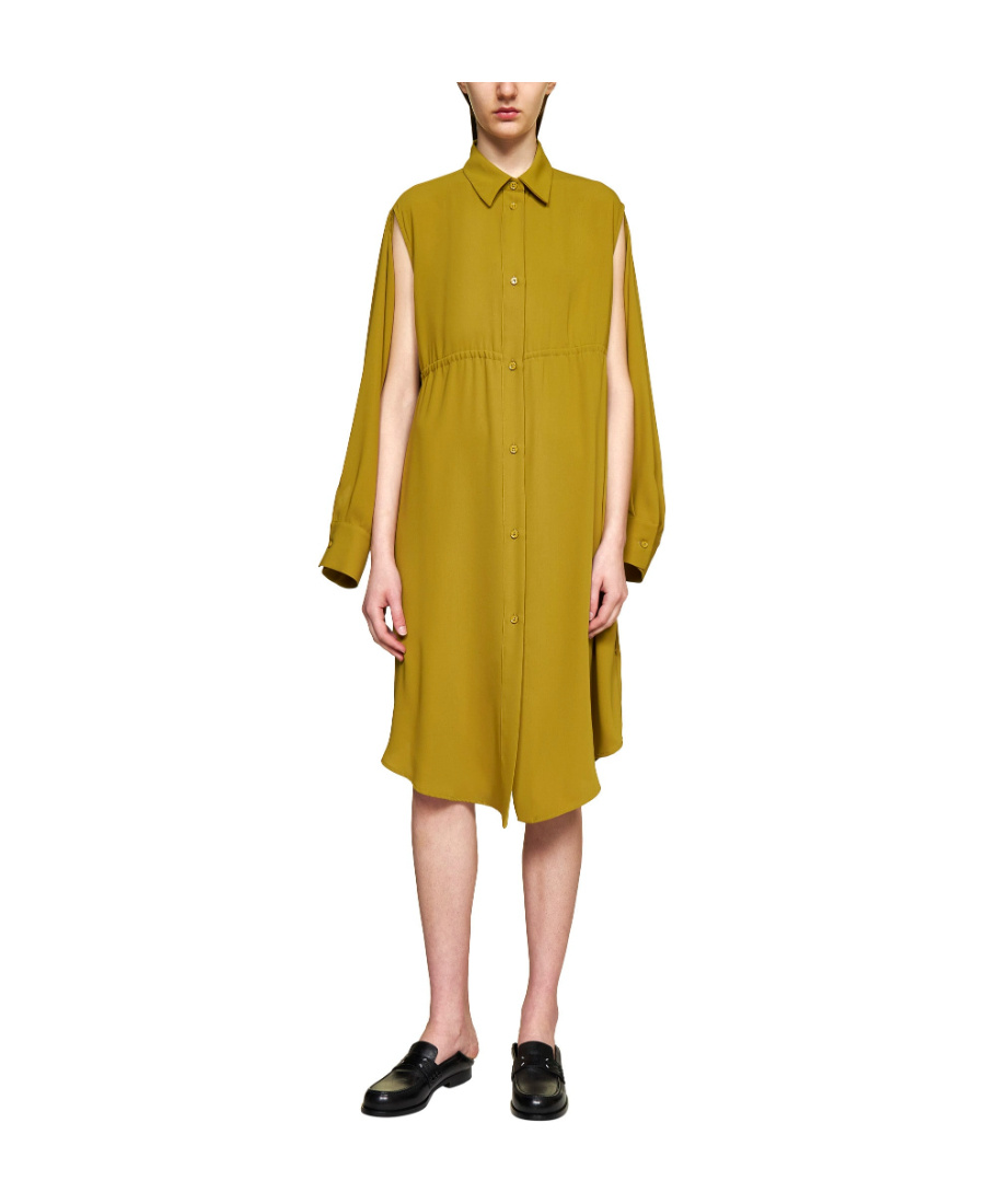 Mm6 Maison Margiela Woman Short Dress Military Green Size 8 Polyester In Brown