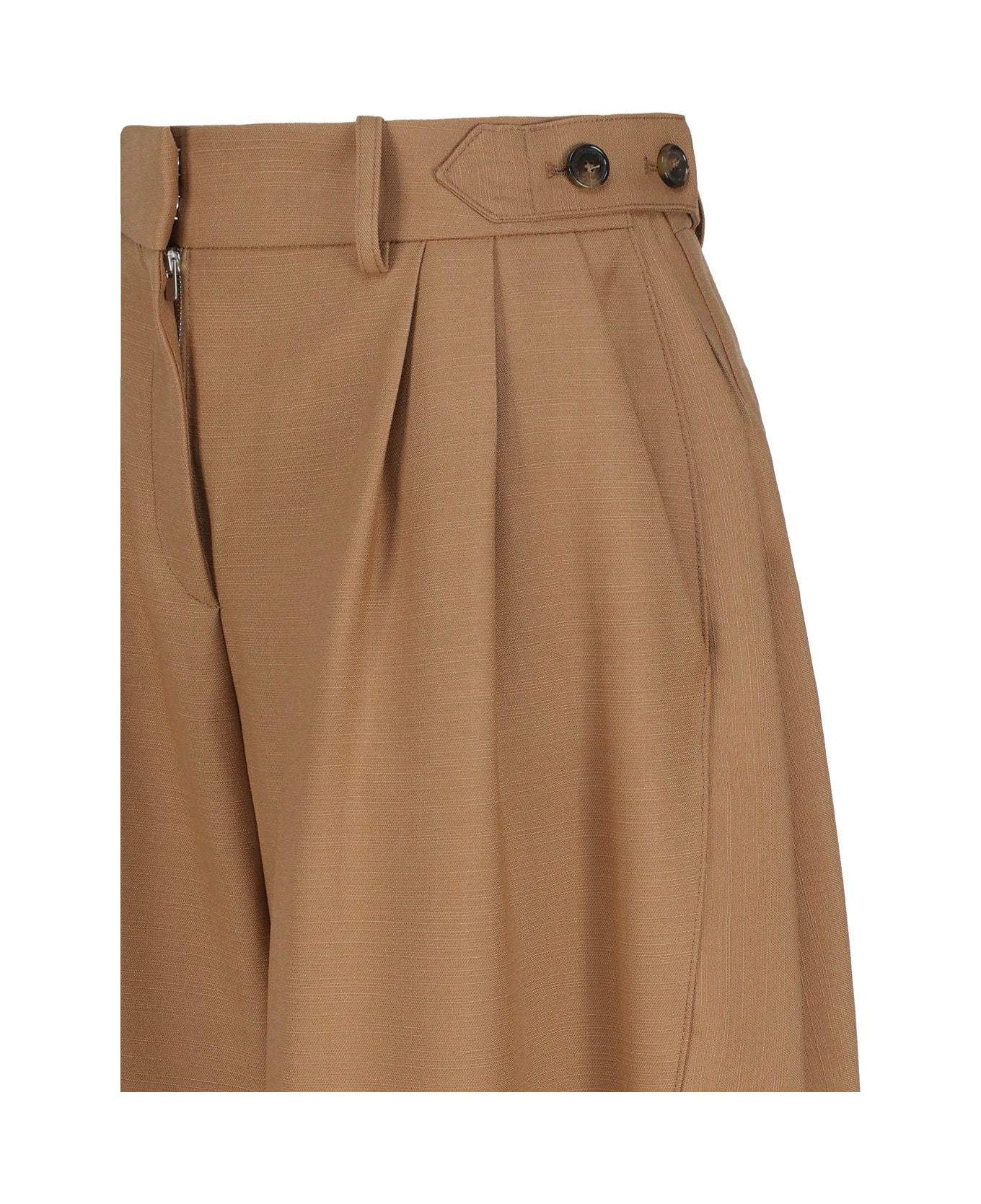 Shop Stella Mccartney Pleated Casual Pants In Brown