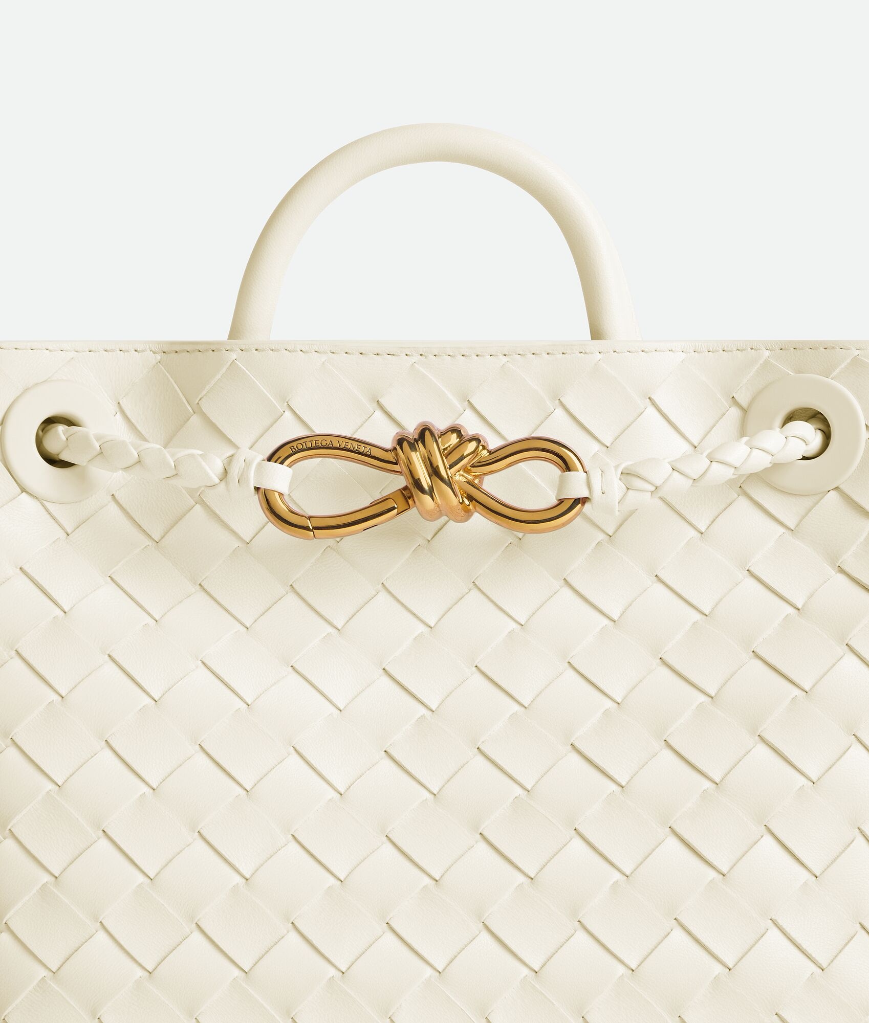 Bottega Veneta Small Andiamo Knitted Pattern Shoulder Bag In White