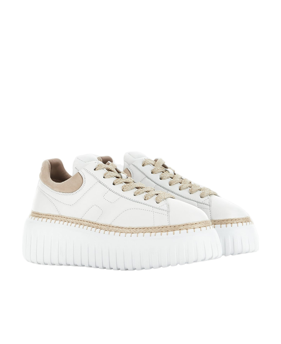Hogan Leather H-stripes Platform Sneakers In White
