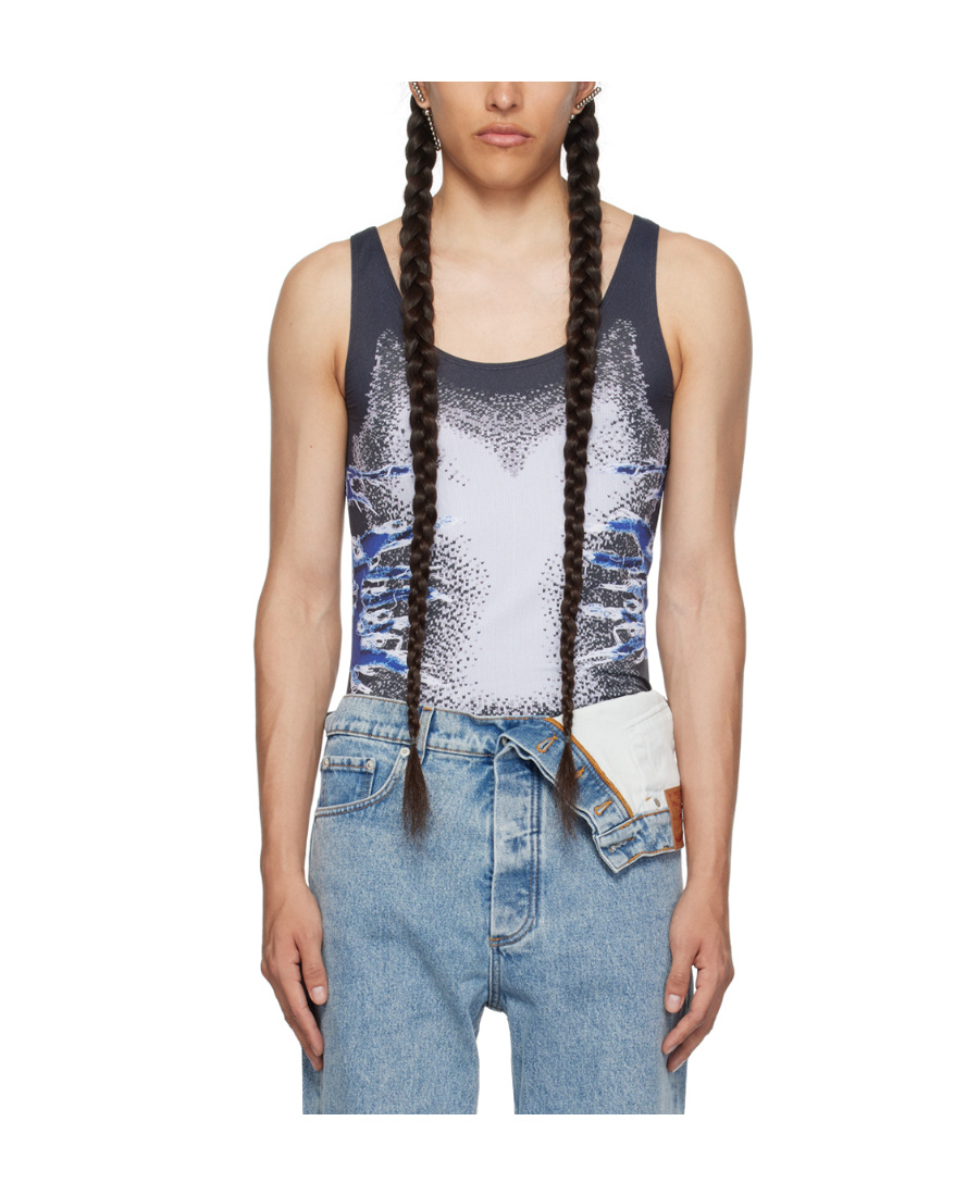 Y/project Plain Knitted Round Collar Vest In Multicolor