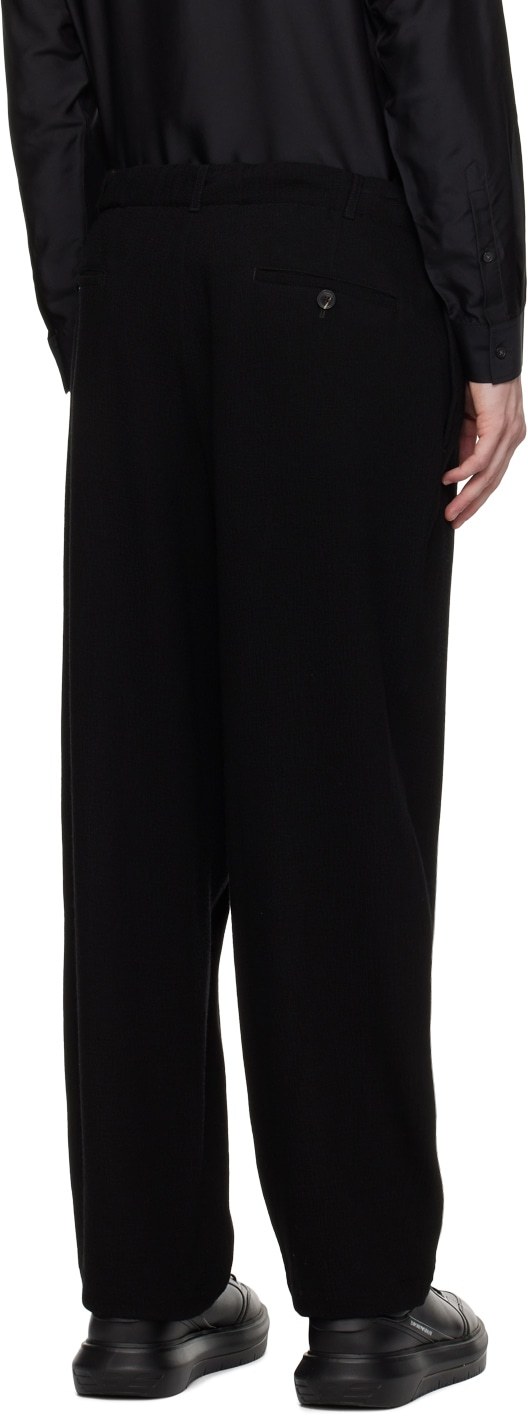 Emporio Armani Loose And Tight Drawstring Casual Pants In Black