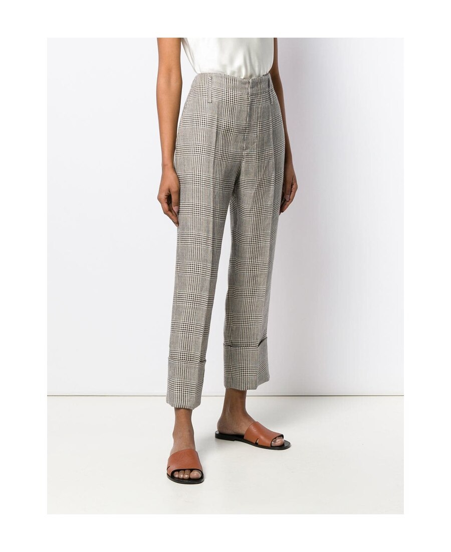 Brunello Cucinelli Check Trousers In Gray