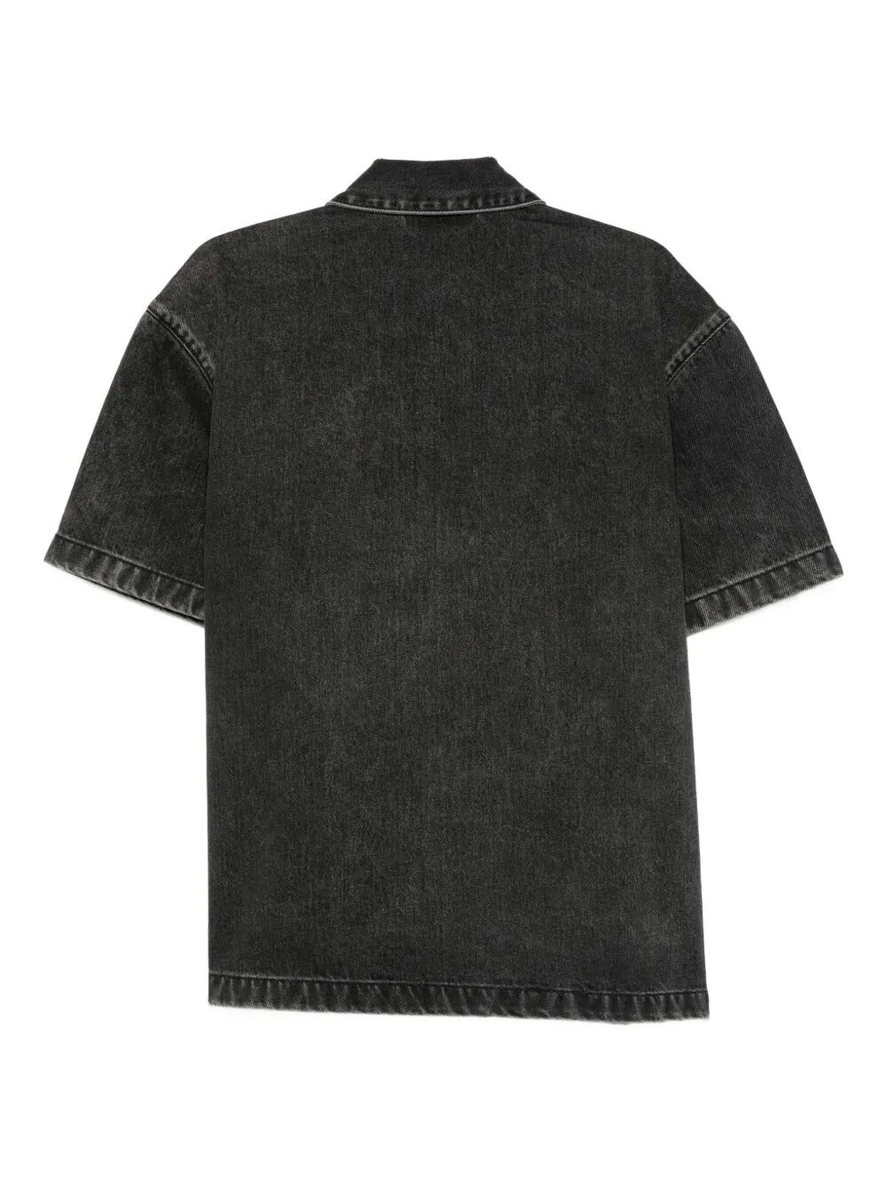 7 For All Mankind Ens Oversized Camp Denim Shirt Cavier In Black