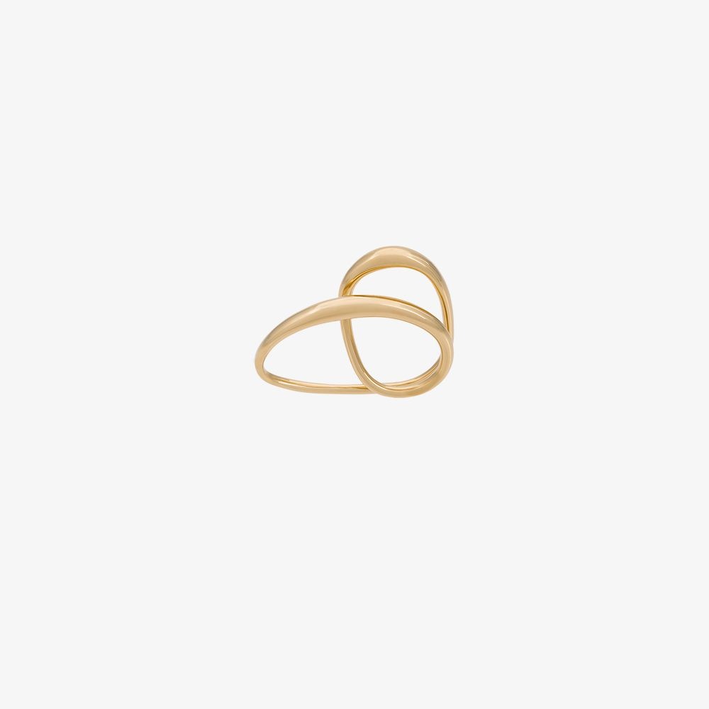 Charlotte Chesnais Heart Two-finger Gold-plated Ring In Yellow
