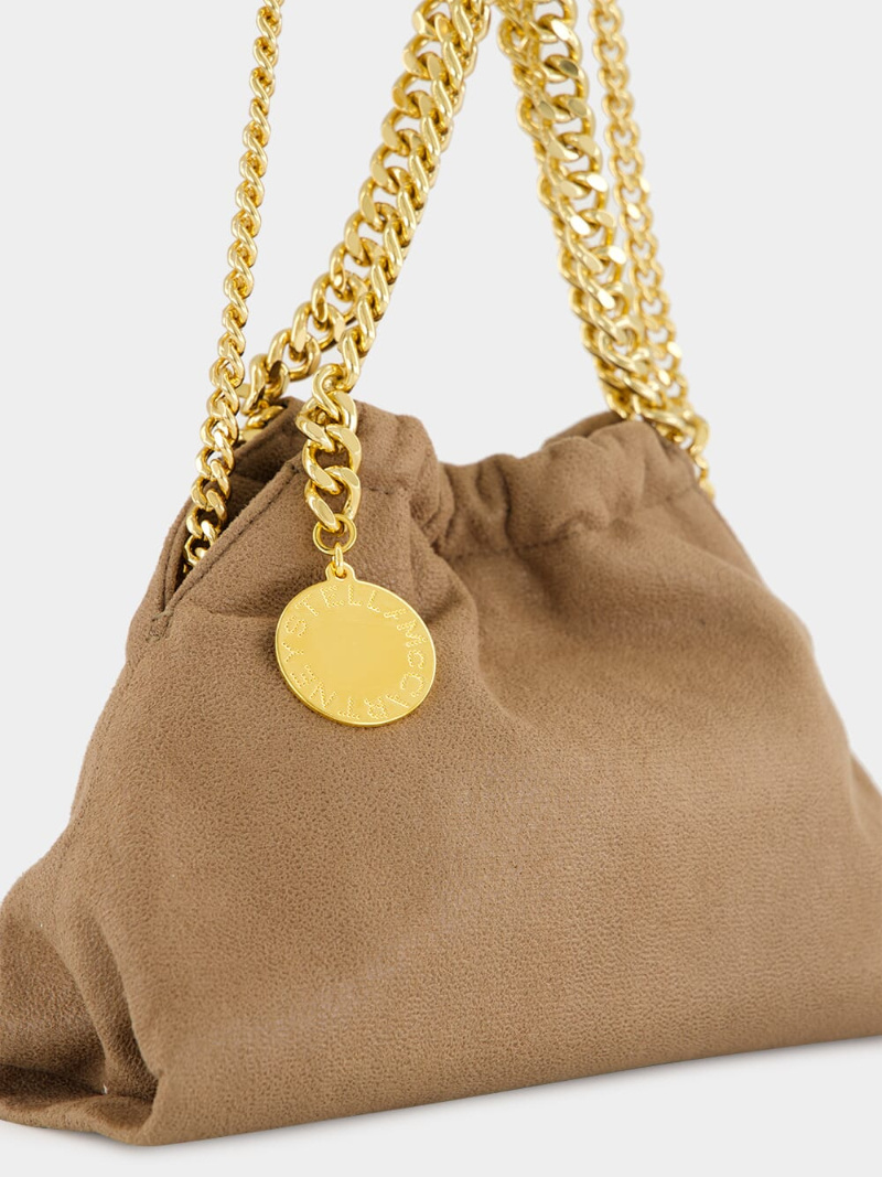 Stella Mccartney Falabella Mini Crossbody Drawstring Bags In Brown