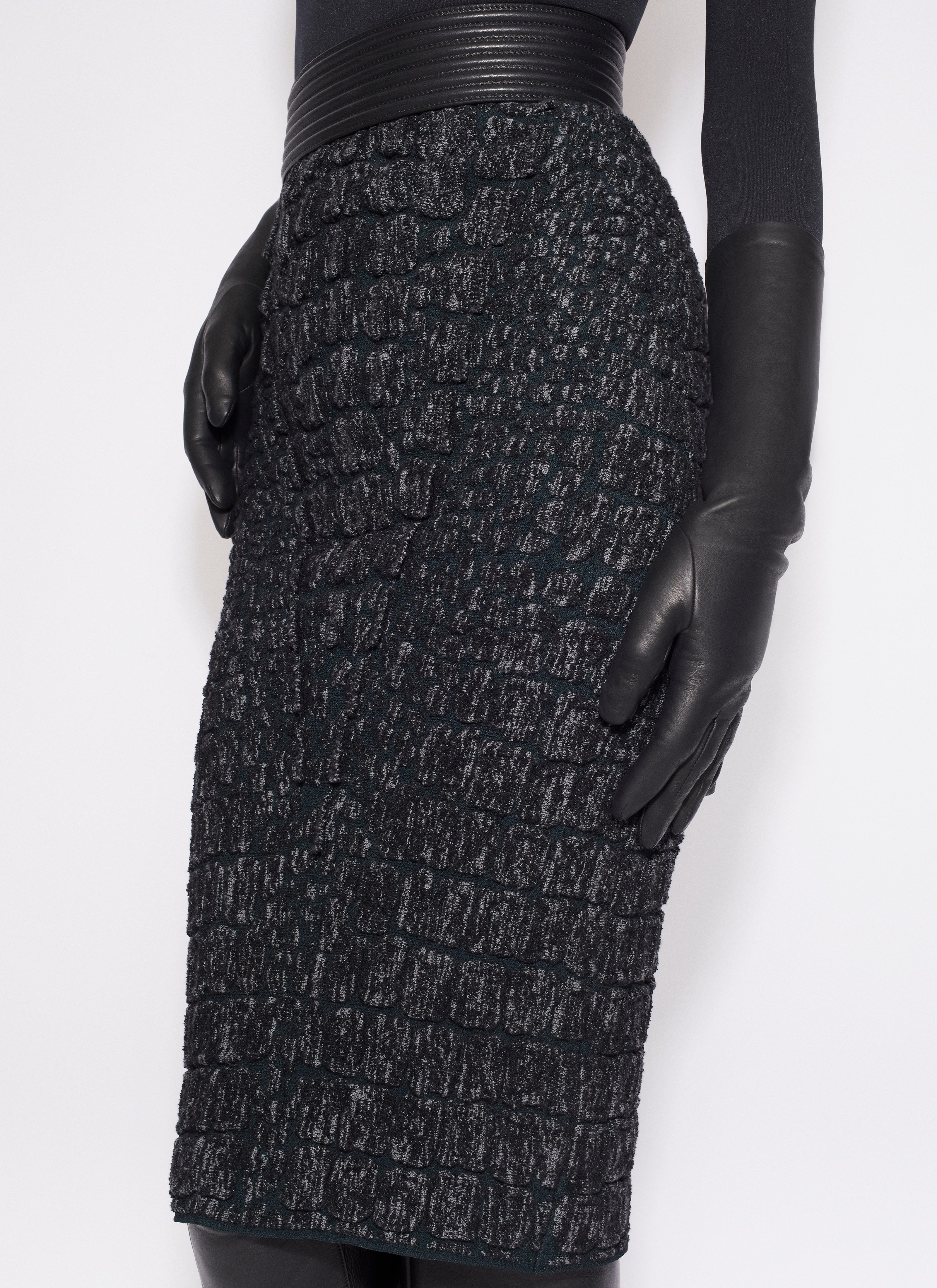 Alaïa Crocodile-effect Pencil Skirt In Black