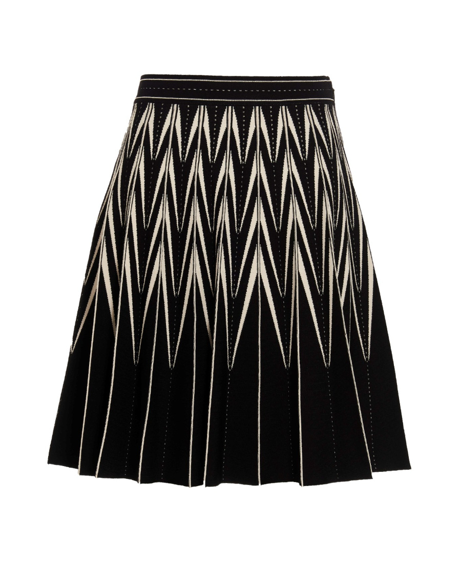 Shop Alexander Mcqueen Zig-zag Pleated Mini Skirt In Black