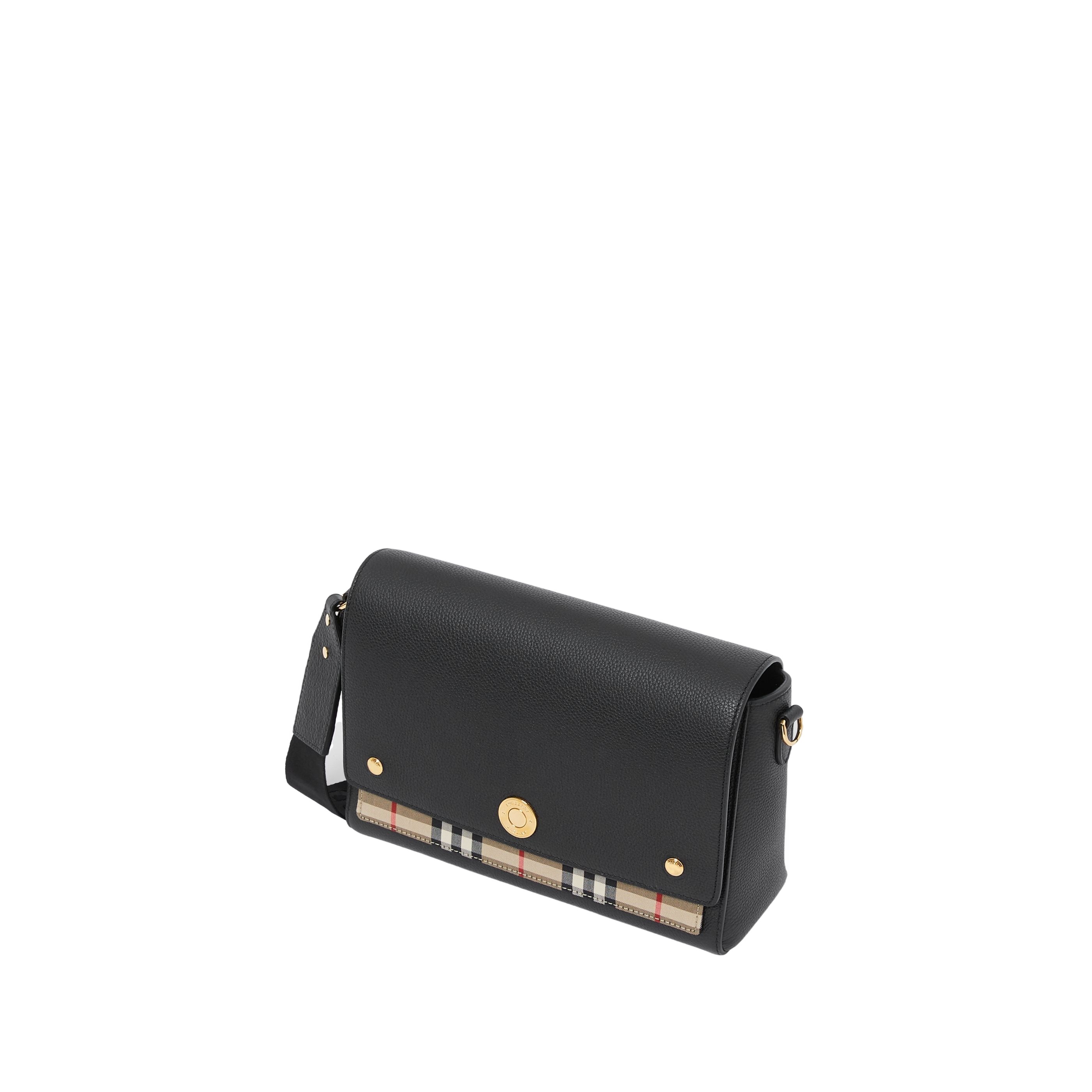 Burberry Note Medium Canvas And Leather Shoulder Bag In Black