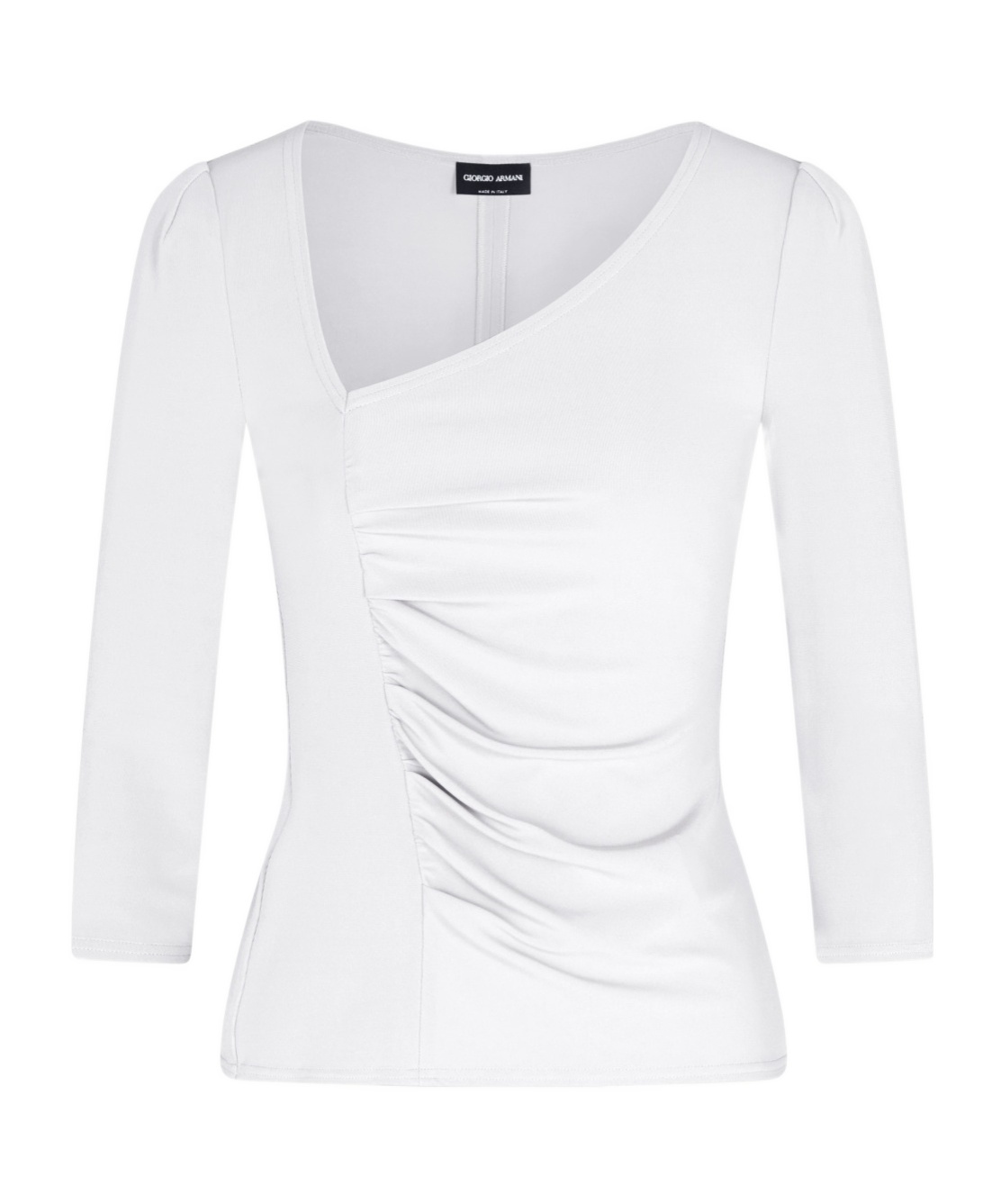Giorgio Armani Viscose Jersey Jumper With An Asymmetric Neckline In White