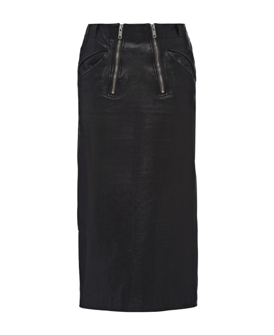 Prada Midi Leather Pencil Skirt In Black