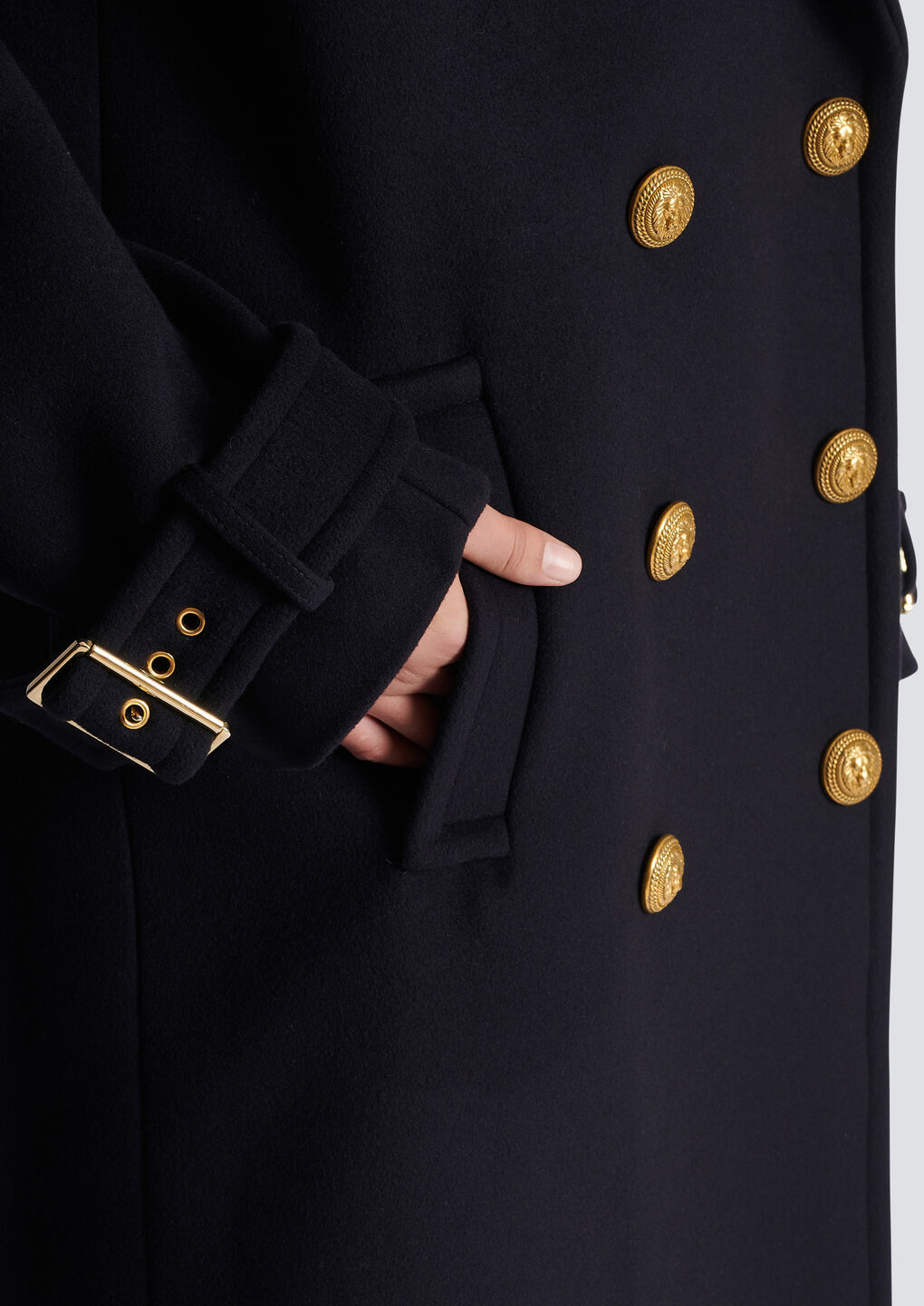 Shop Balmain Oversized Double-breasted Coat In Black