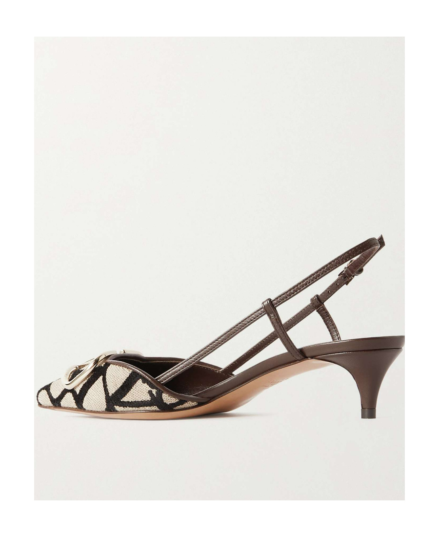 Valentino Logo Plaque Slingback Pumps In Multicolor