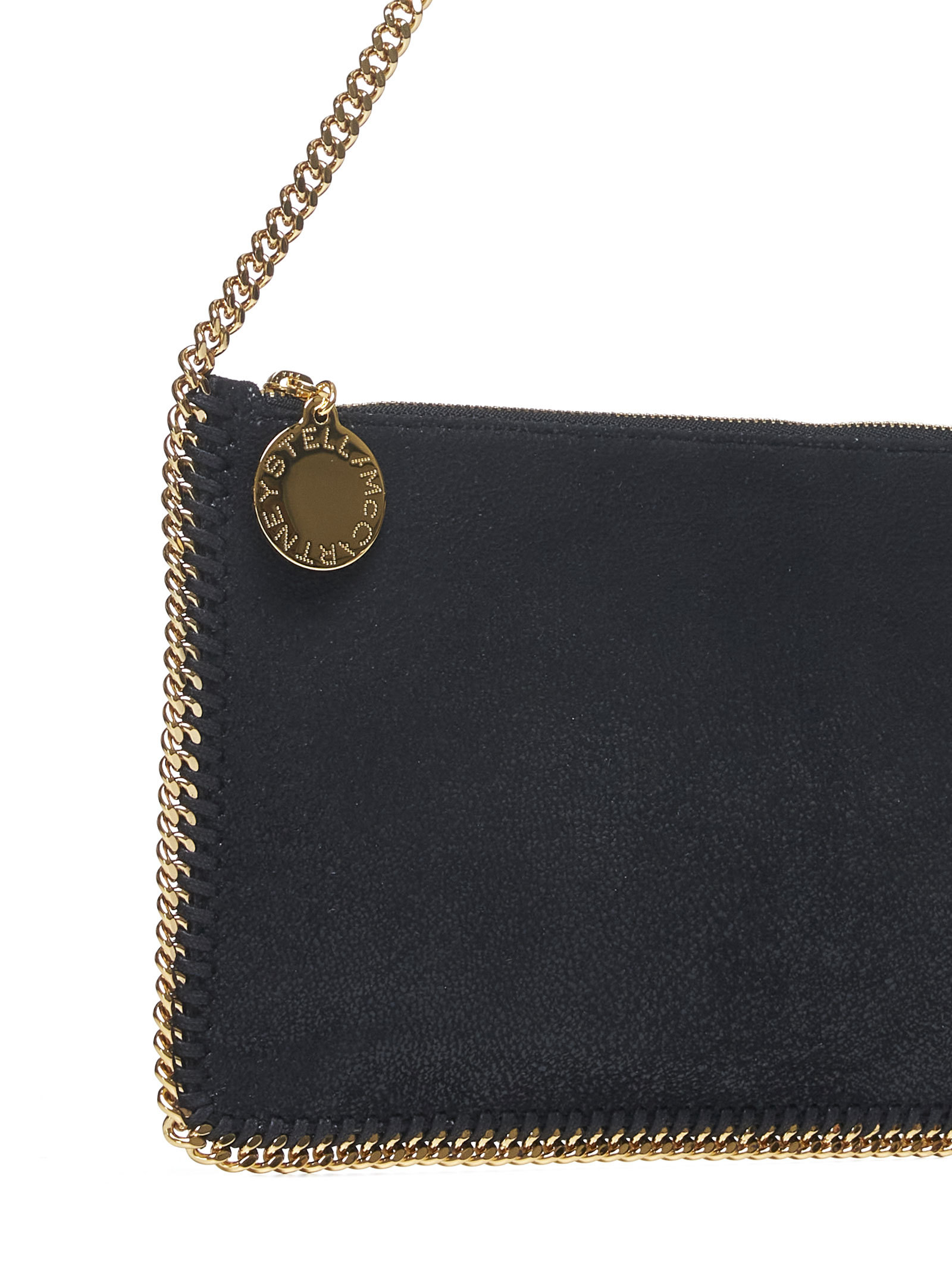 Stella Mccartney Falabella Shaggy Deer Pouch Bag In Black