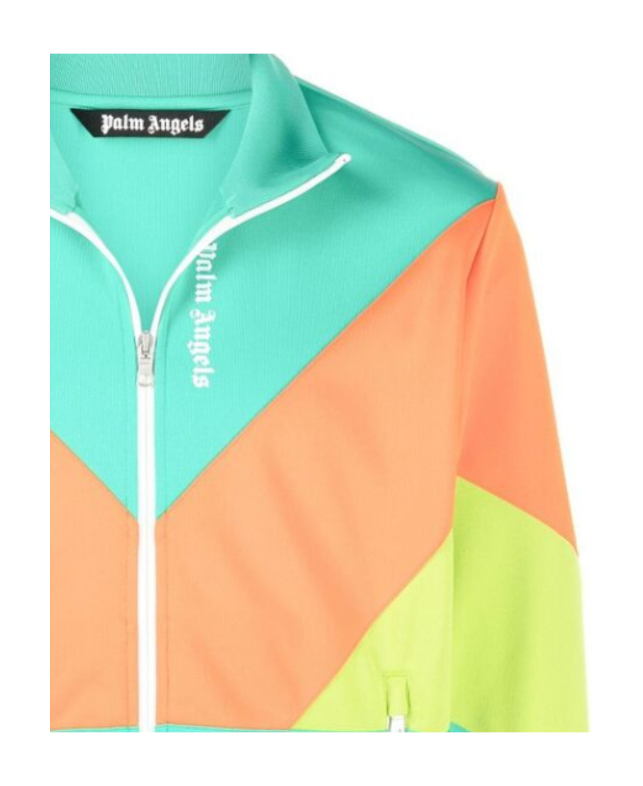 Palm Angels Color-block Track Jacket In Multicolor Polyester In Green