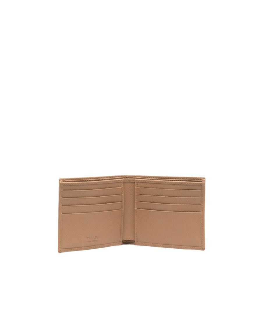 Prada Logo-plaque Saffiano Leather Wallet In Brown